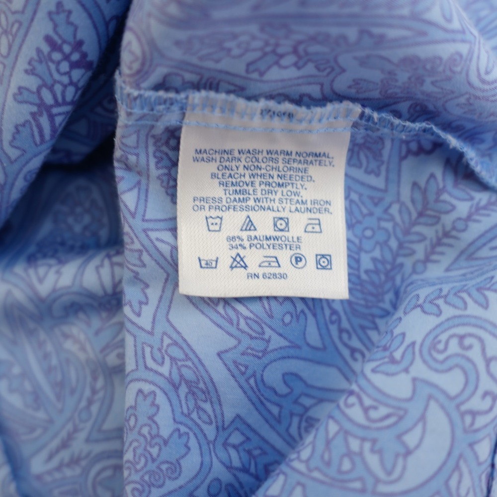 Land's End 4 Blue Baroque Paisley Collared Button Front 3/4 Sleeve Shirt Top - Picture 8 of 8